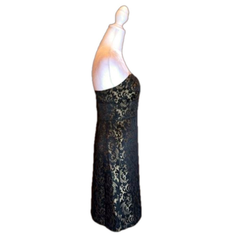 ANNE TAYLOR LOFT PETITES Black & Gold
Print Strapless Cocktail Dress Size 0P - Picture 4 of 7